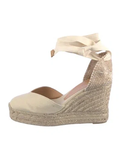 Pre-owned Castaã±er Canvas Colorblock Pattern D'orsay Pumps In Neutral