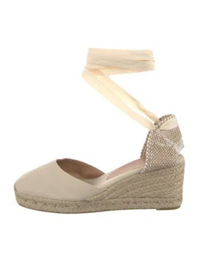 Pre-owned Castaã±er Canvas Colorblock Pattern D'orsay Pumps In Neutral