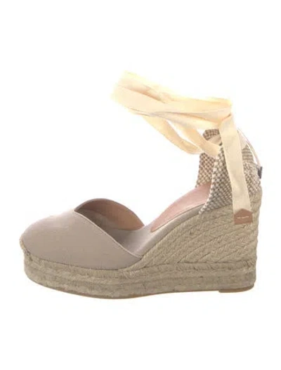 Pre-owned Castaã±er Canvas Colorblock Pattern D'orsay Pumps In Neutral