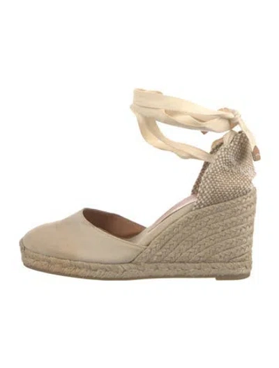 Pre-owned Castaã±er Canvas Colorblock Pattern D'orsay Pumps In Neutral