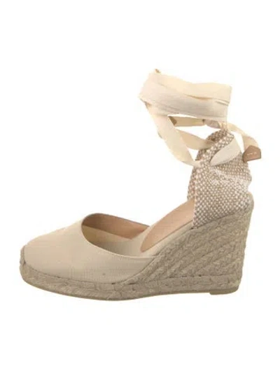 Pre-owned Castaã±er Canvas Colorblock Pattern D'orsay Pumps In Neutral