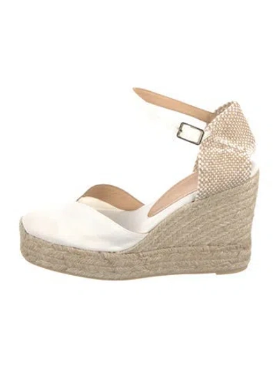 Pre-owned Castaã±er Canvas Colorblock Pattern D'orsay Pumps In Neutral