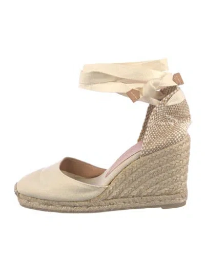 Pre-owned Castaã±er Canvas Colorblock Pattern D'orsay Pumps In Neutral