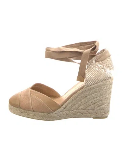 Pre-owned Castaã±er Canvas Colorblock Pattern D'orsay Pumps In Neutral