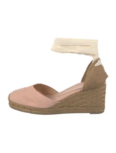 Pre-owned Castaã±er Canvas Colorblock Pattern D'orsay Pumps In Pink