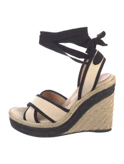 Pre-owned Castaã±er Canvas Colorblock Pattern Espadrilles