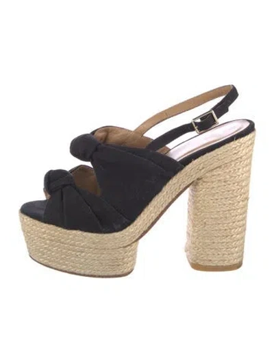Pre-owned Castaã±er Canvas Colorblock Pattern Espadrilles In Black