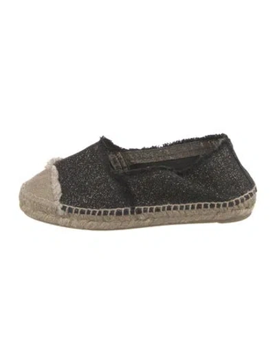 Pre-owned Castaã±er Canvas Colorblock Pattern Espadrilles In Black