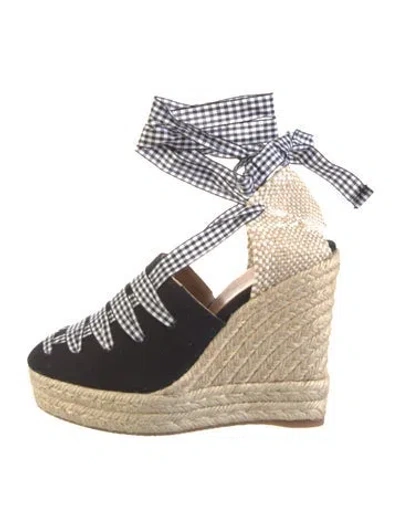 Pre-owned Castaã±er Canvas Colorblock Pattern Espadrilles In Black
