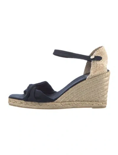 Pre-owned Castaã±er Canvas Colorblock Pattern Espadrilles In Blue