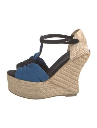 Pre-owned Castaã±er Canvas Colorblock Pattern Espadrilles In Blue