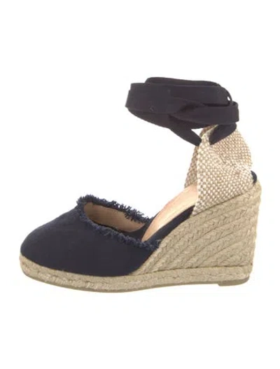 Pre-owned Castaã±er Canvas Colorblock Pattern Espadrilles In Blue