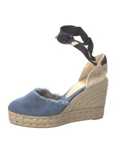Pre-owned Castaã±er Canvas Colorblock Pattern Espadrilles In Blue