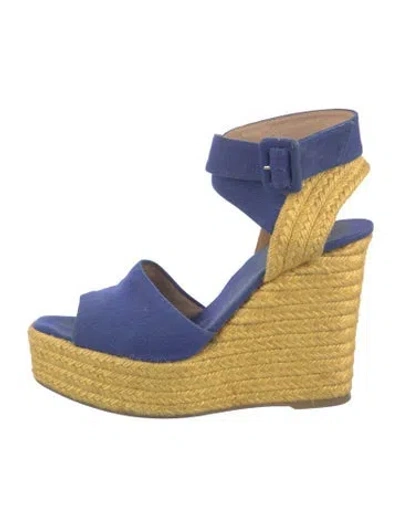 Pre-owned Castaã±er Canvas Colorblock Pattern Espadrilles In Blue