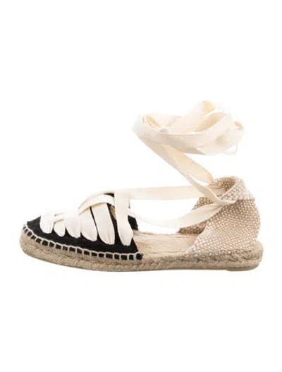 Pre-owned Castaã±er Canvas Colorblock Pattern Espadrilles In Gold