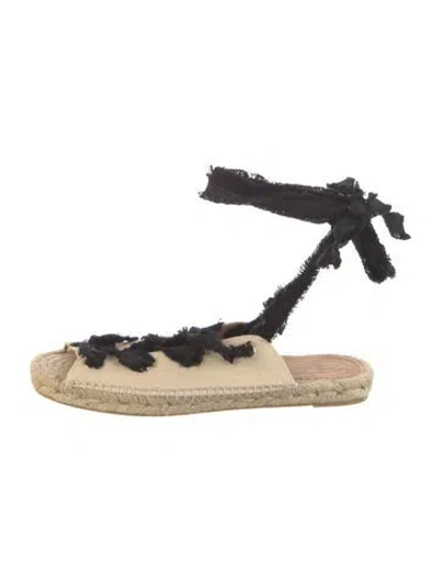 Pre-owned Castaã±er Canvas Colorblock Pattern Espadrilles In Neutral