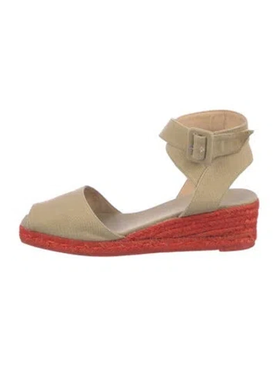 Pre-owned Castaã±er Canvas Colorblock Pattern Espadrilles In Neutral