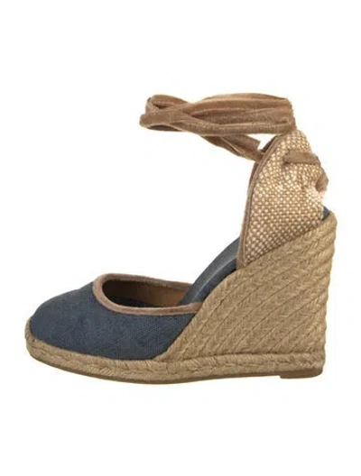Pre-owned Castaã±er Canvas Colorblock Pattern Espadrilles In Neutral