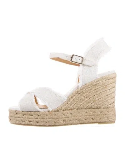 Pre-owned Castaã±er Canvas Colorblock Pattern Espadrilles In Neutral