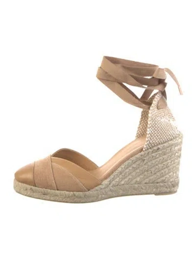 Pre-owned Castaã±er Canvas Colorblock Pattern Espadrilles In Neutral