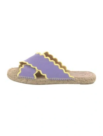 Pre-owned Castaã±er Canvas Colorblock Pattern Espadrilles In Purple