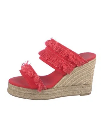 Pre-owned Castaã±er Canvas Colorblock Pattern Espadrilles In Red