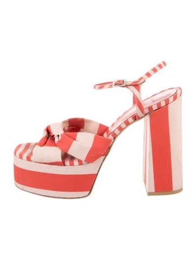 Pre-owned Castaã±er Canvas Colorblock Pattern Sandals In Orange