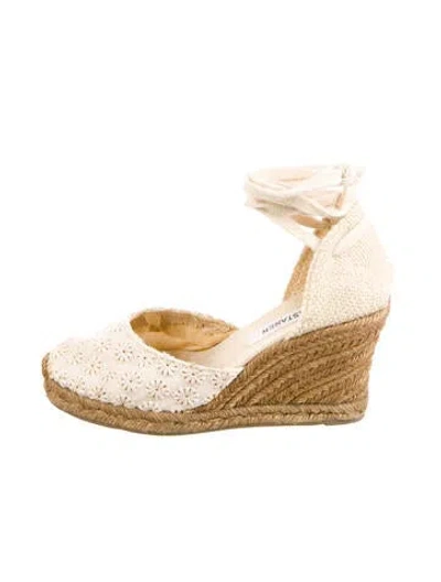 Pre-owned Castaã±er Canvas Colorblock Pattern Slingback Pumps In Brown