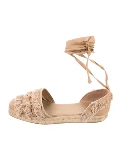 Pre-owned Castaã±er Canvas D'orsay Flats In Brown