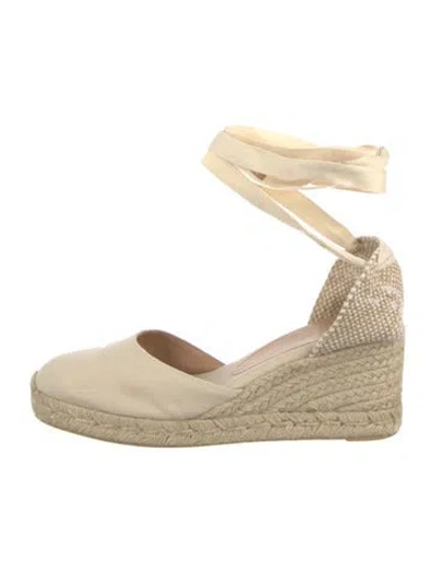 Pre-owned Castaã±er Canvas D'orsay Flats In Neutral