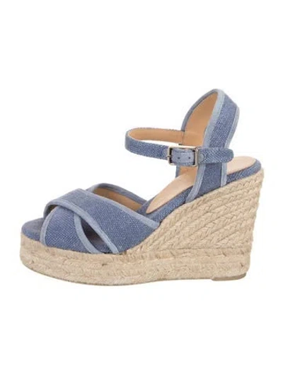 Pre-owned Castaã±er Canvas Espadrilles In Blue/green