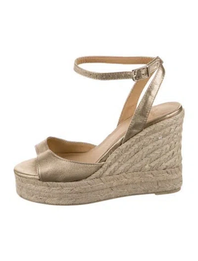Pre-owned Castaã±er Canvas Espadrilles In Gold