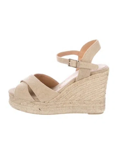 Pre-owned Castaã±er Canvas Espadrilles In Neutral