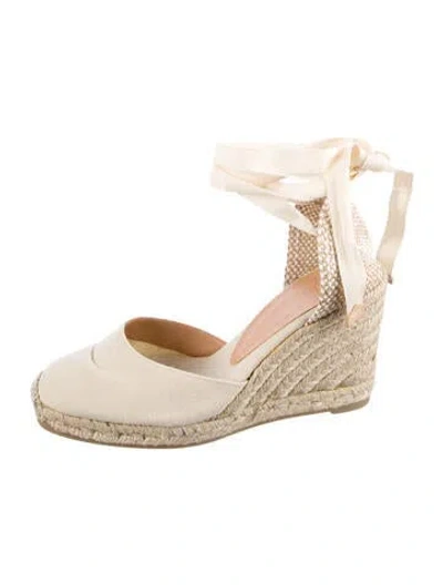 Pre-owned Castaã±er Canvas Espadrilles In Neutral