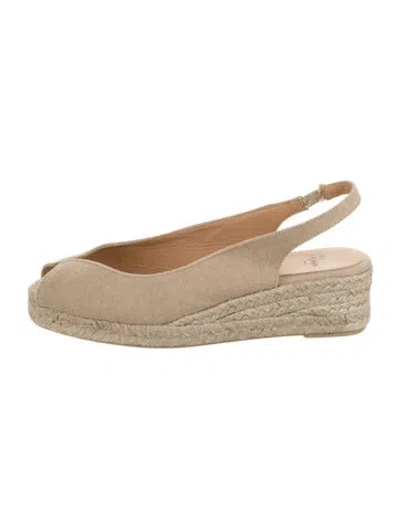 Pre-owned Castaã±er Canvas Espadrilles In Neutral