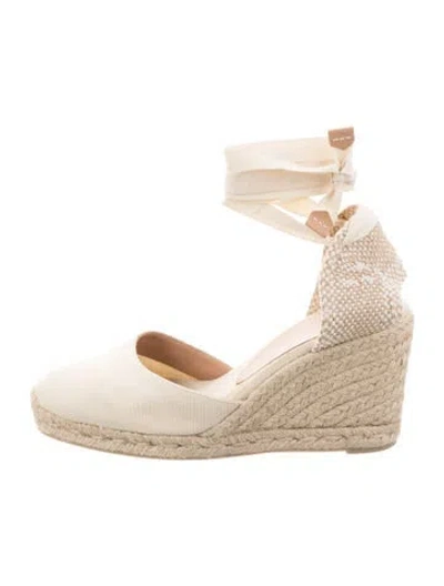 Pre-owned Castaã±er Canvas Espadrilles In Neutral