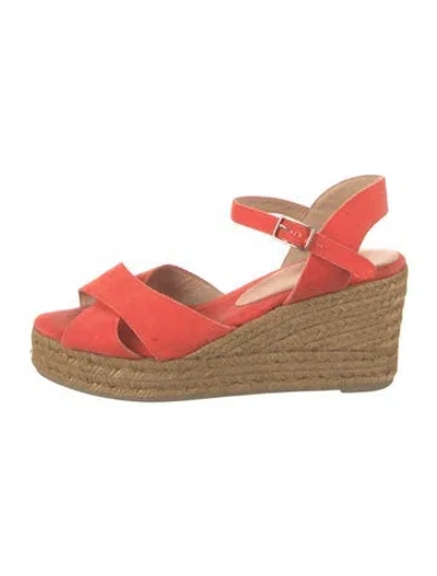 Pre-owned Castaã±er Canvas Espadrilles In Orange