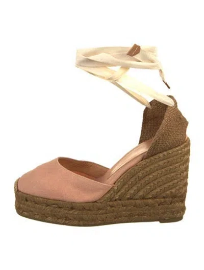 Pre-owned Castaã±er Canvas Espadrilles In Pink