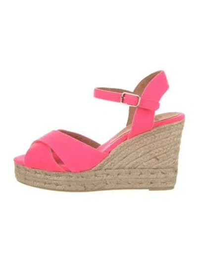 Pre-owned Castaã±er Canvas Espadrilles In Pink