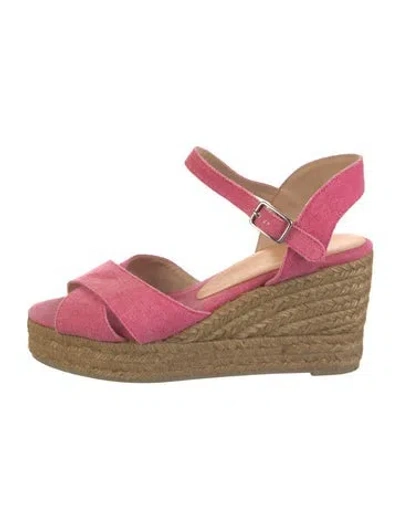 Pre-owned Castaã±er Canvas Espadrilles In Pink