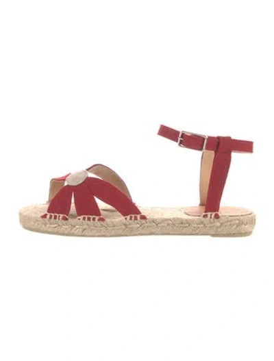 Pre-owned Castaã±er Canvas Espadrilles In Red