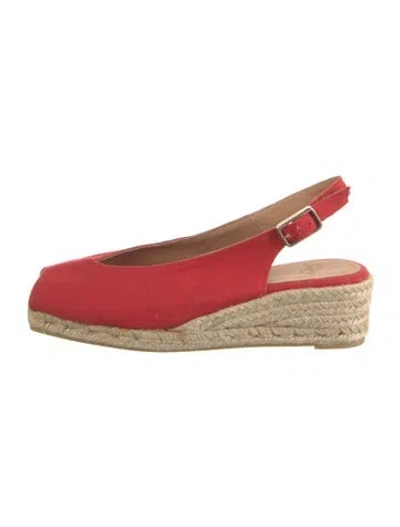 Pre-owned Castaã±er Canvas Espadrilles In Red