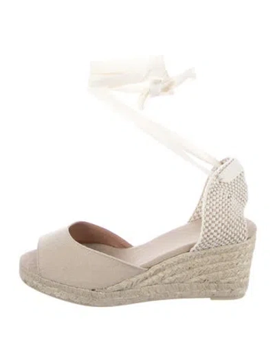 Pre-owned Castaã±er Canvas Espadrilles In White