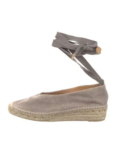 Pre-owned Castaã±er Canvas Flats In Gray