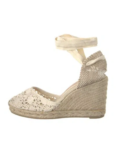 Pre-owned Castaã±er Canvas Lace Pattern Espadrilles In Neutral