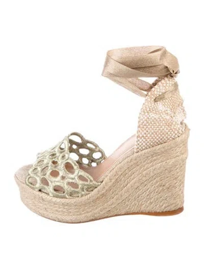 Pre-owned Castaã±er Canvas Lace Pattern Pumps