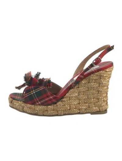 Pre-owned Castaã±er Canvas Plaid Print Espadrilles In Multi