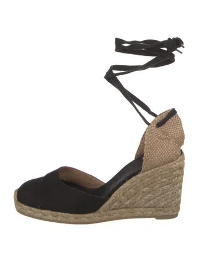 Pre-owned Castaã±er Canvas Printed D'orsay Pumps In Black