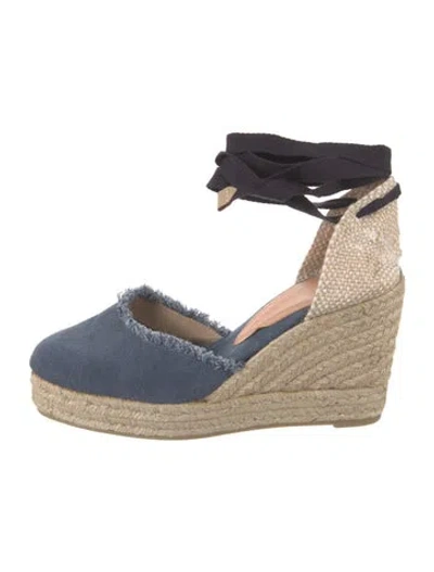 Pre-owned Castaã±er Canvas Printed Espadrilles In Blue