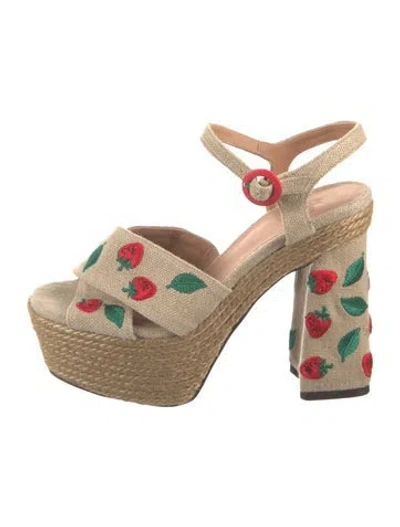 Pre-owned Castaã±er Canvas Printed Espadrilles In Neutral